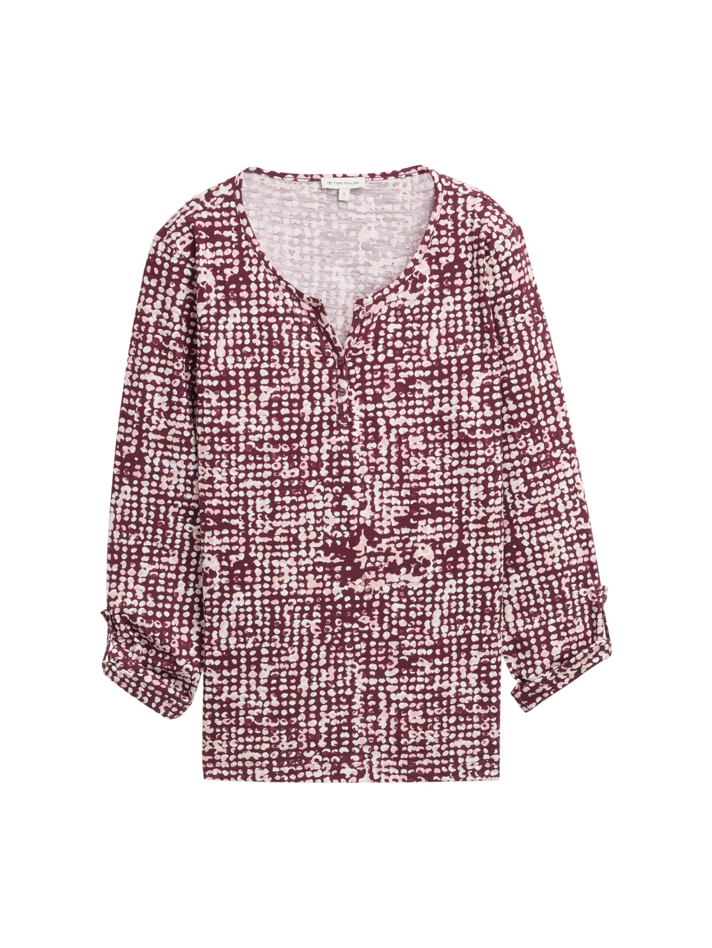 T-shirt henley alloverprinted dark red abstr Bild 1