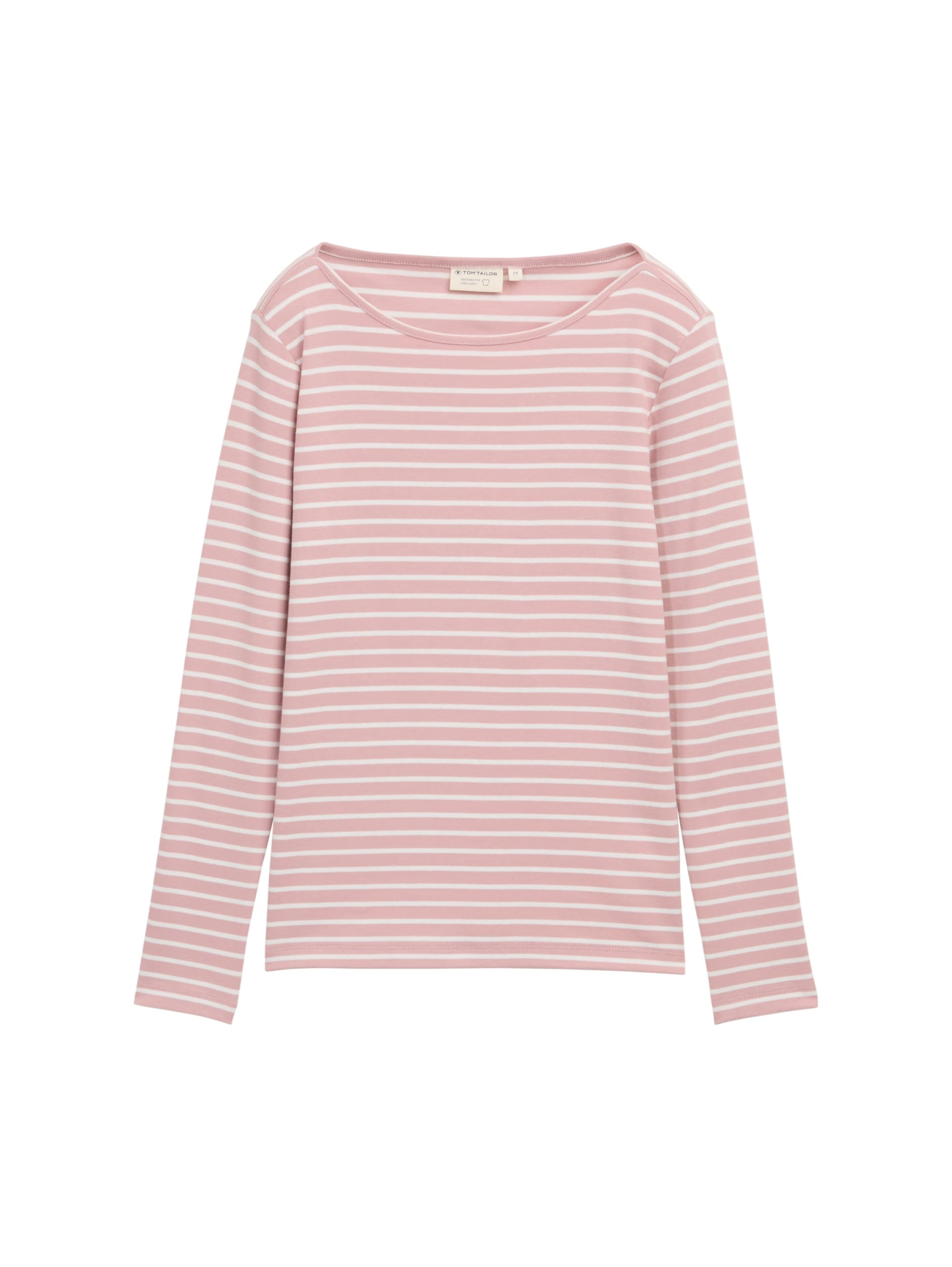 T-shirt striped boatneck rose offwhite Bild 1