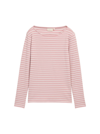 T-shirt striped boatneck rose offwhite Bild 1