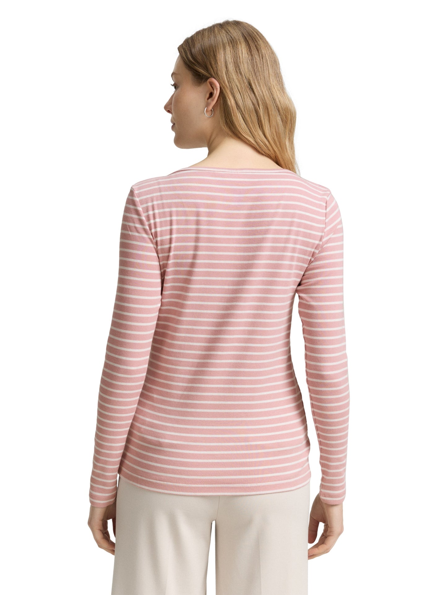 T-shirt striped boatneck rose offwhite Bild 4