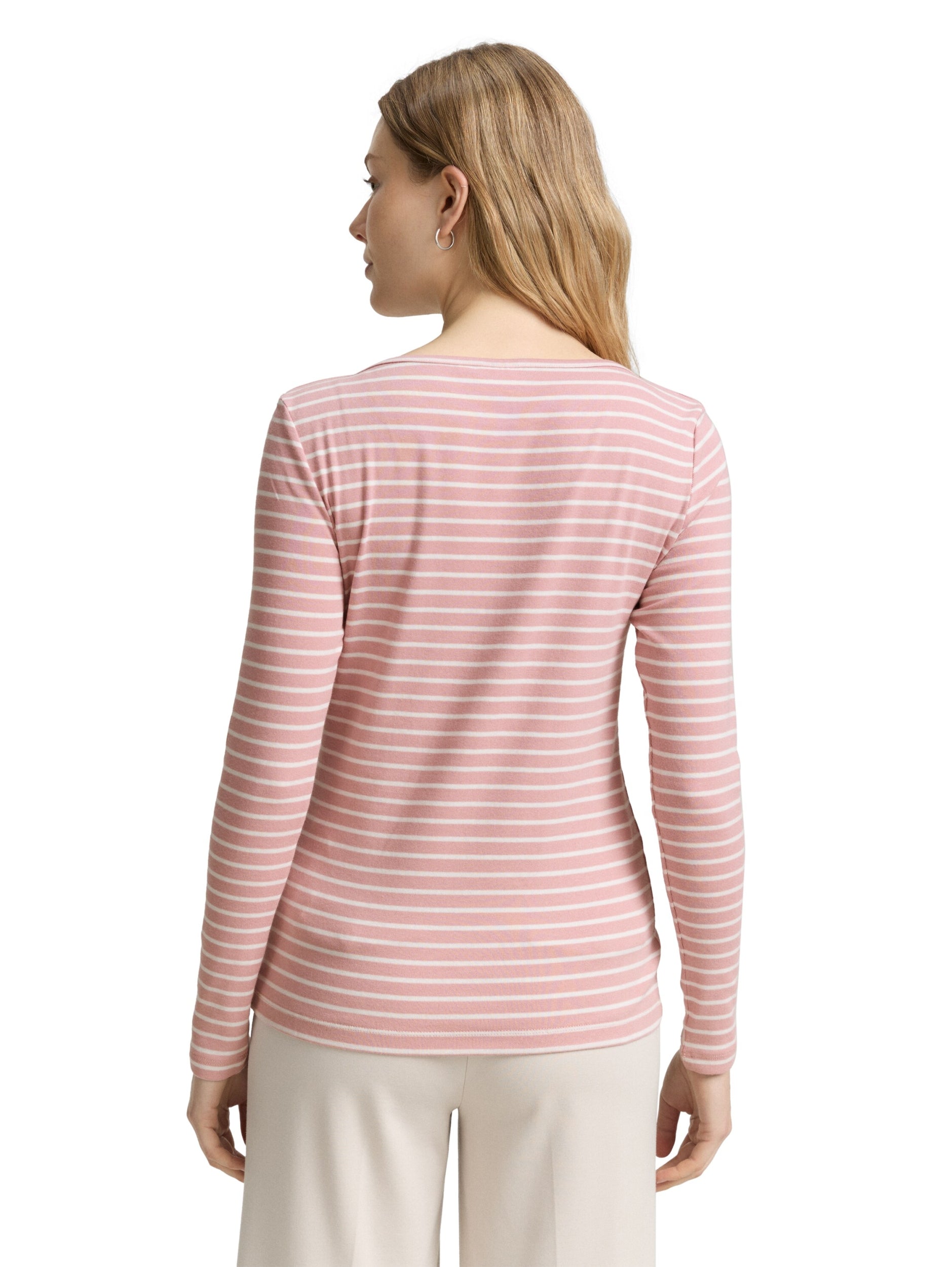 T-shirt striped boatneck rose offwhite Bild 4