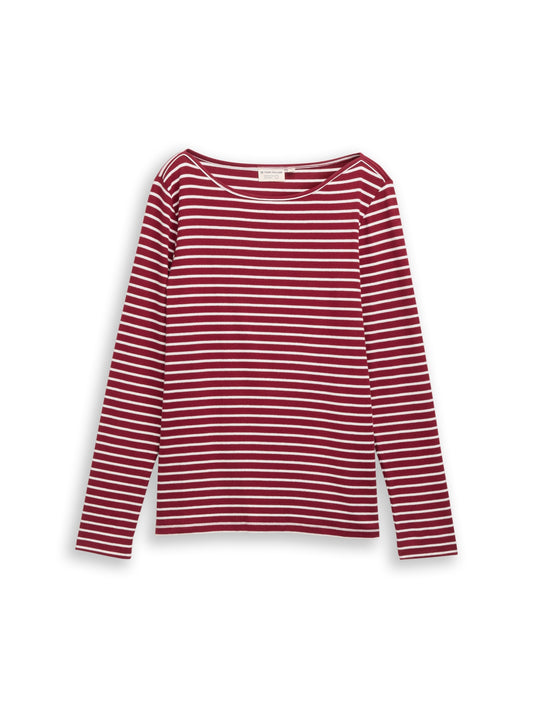 T-shirt striped boatneck red offwhite s Bild 1