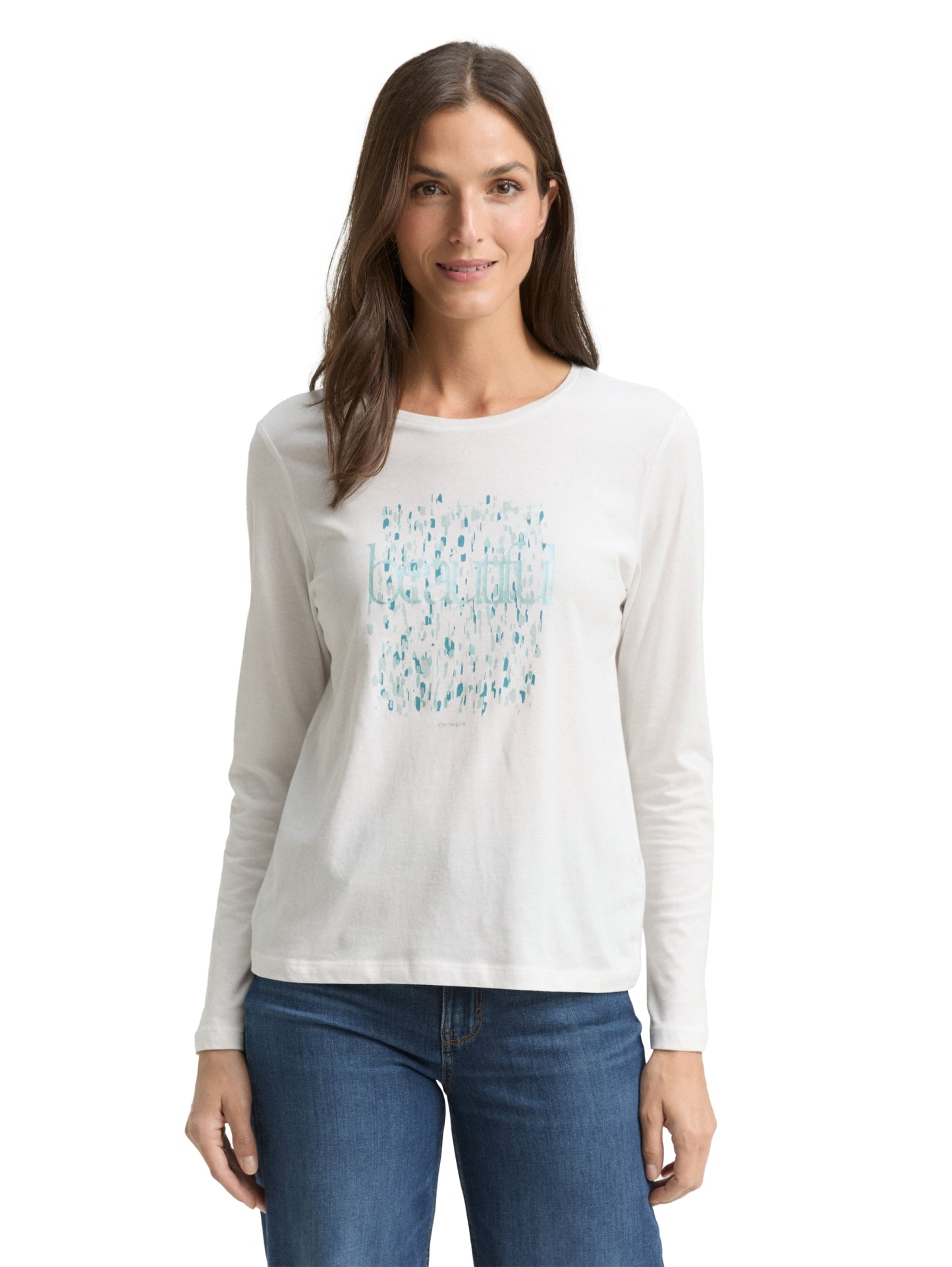 Longsleeve crew neck frontprin Whisper White Bild 5