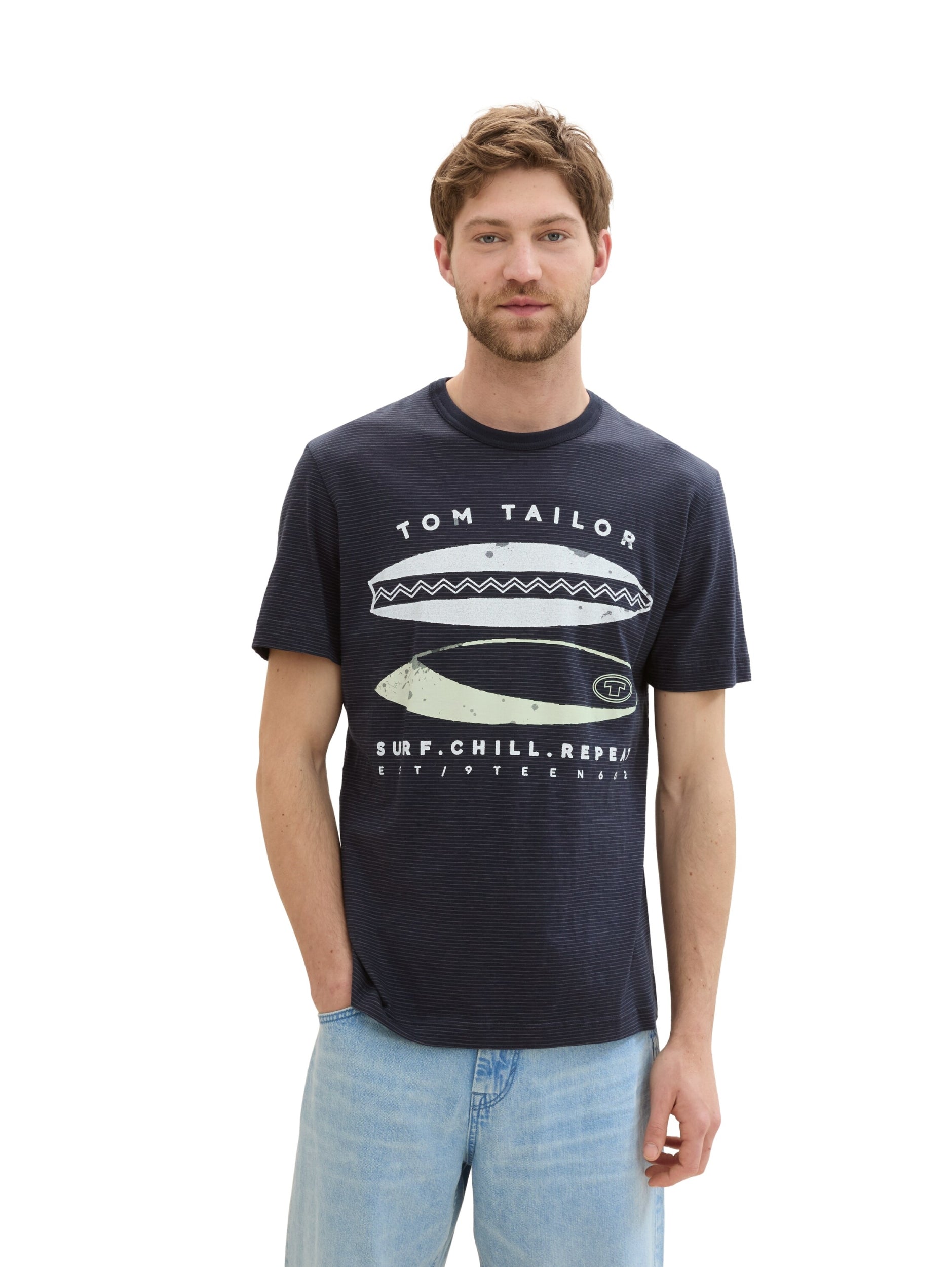 printed fine stripe t-shirt navy fine stri Bild 3