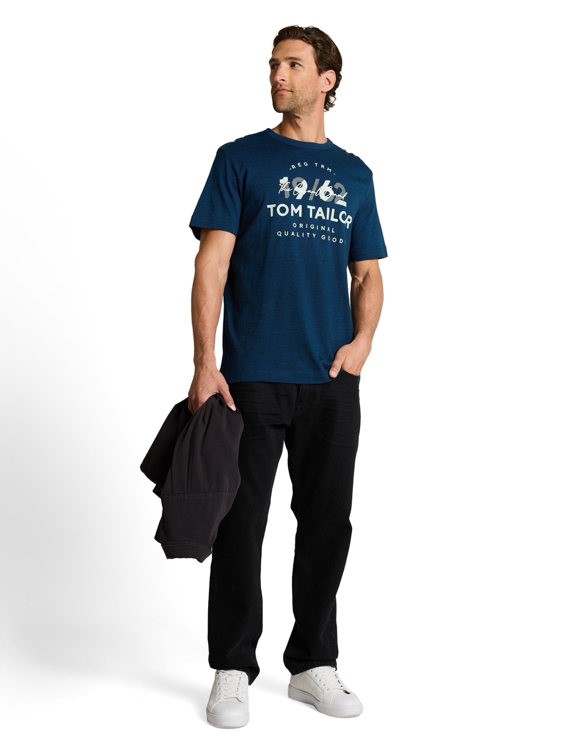 printed fine stripe t-shirt navy blue petr Bild 3