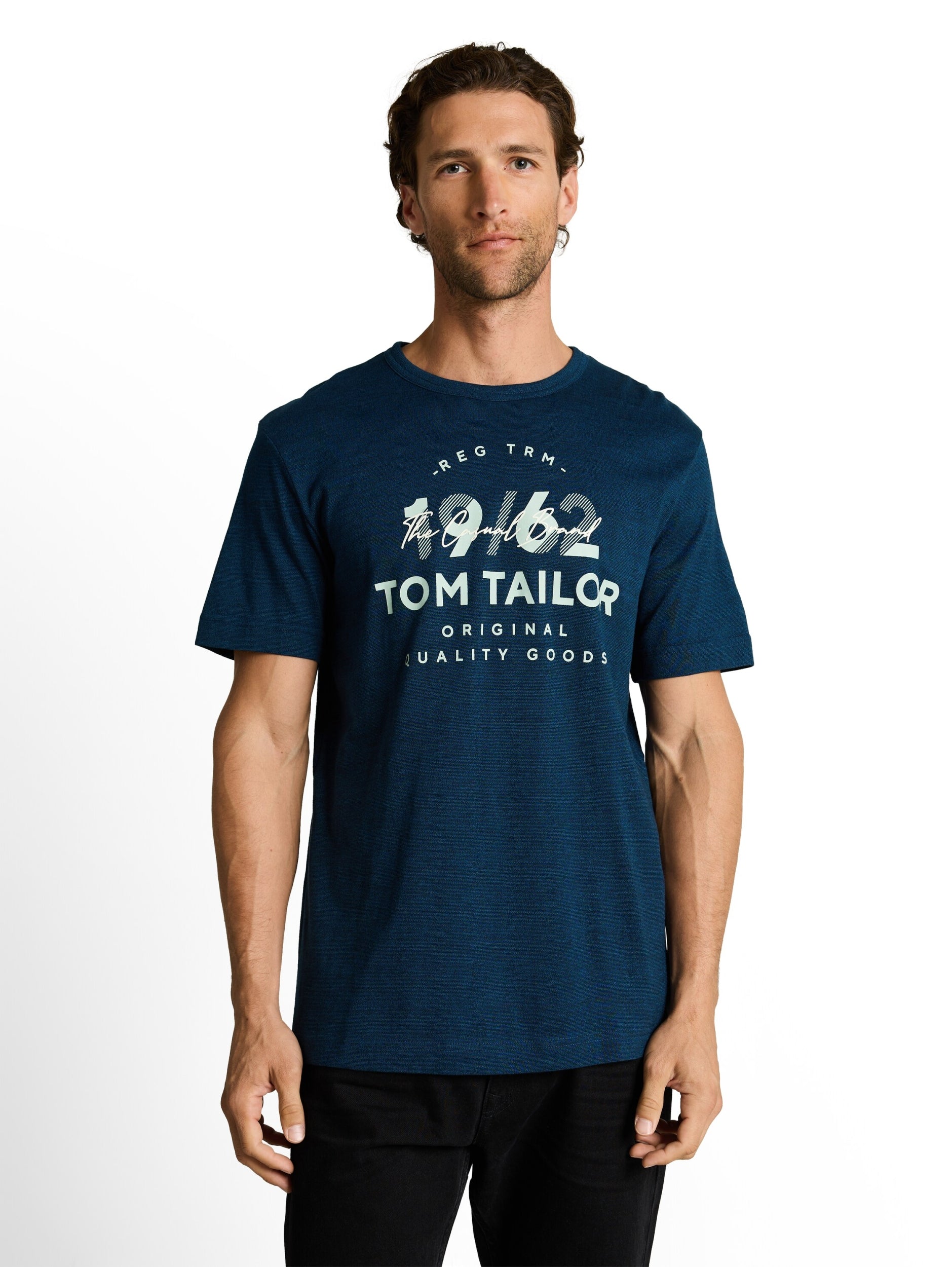 printed fine stripe t-shirt navy blue petr Bild 5