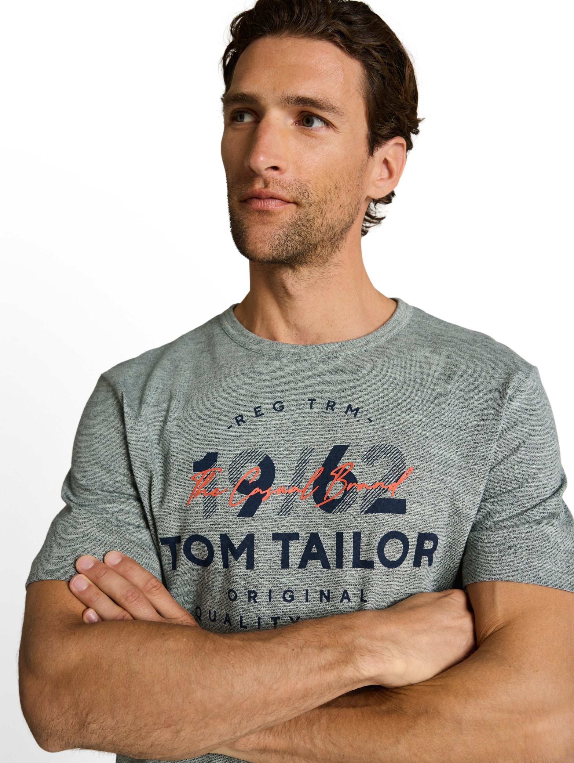 printed fine stripe t-shirt green navy inj Bild 5