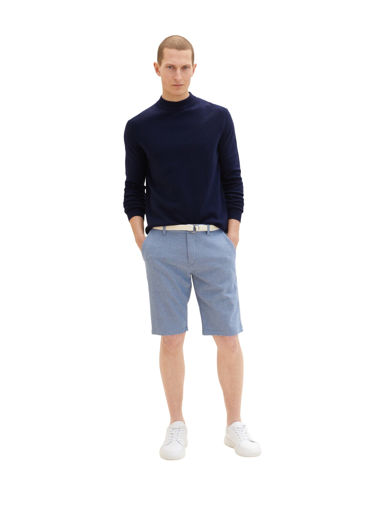slim chino bermuda with belt chambray blue Bild 5
