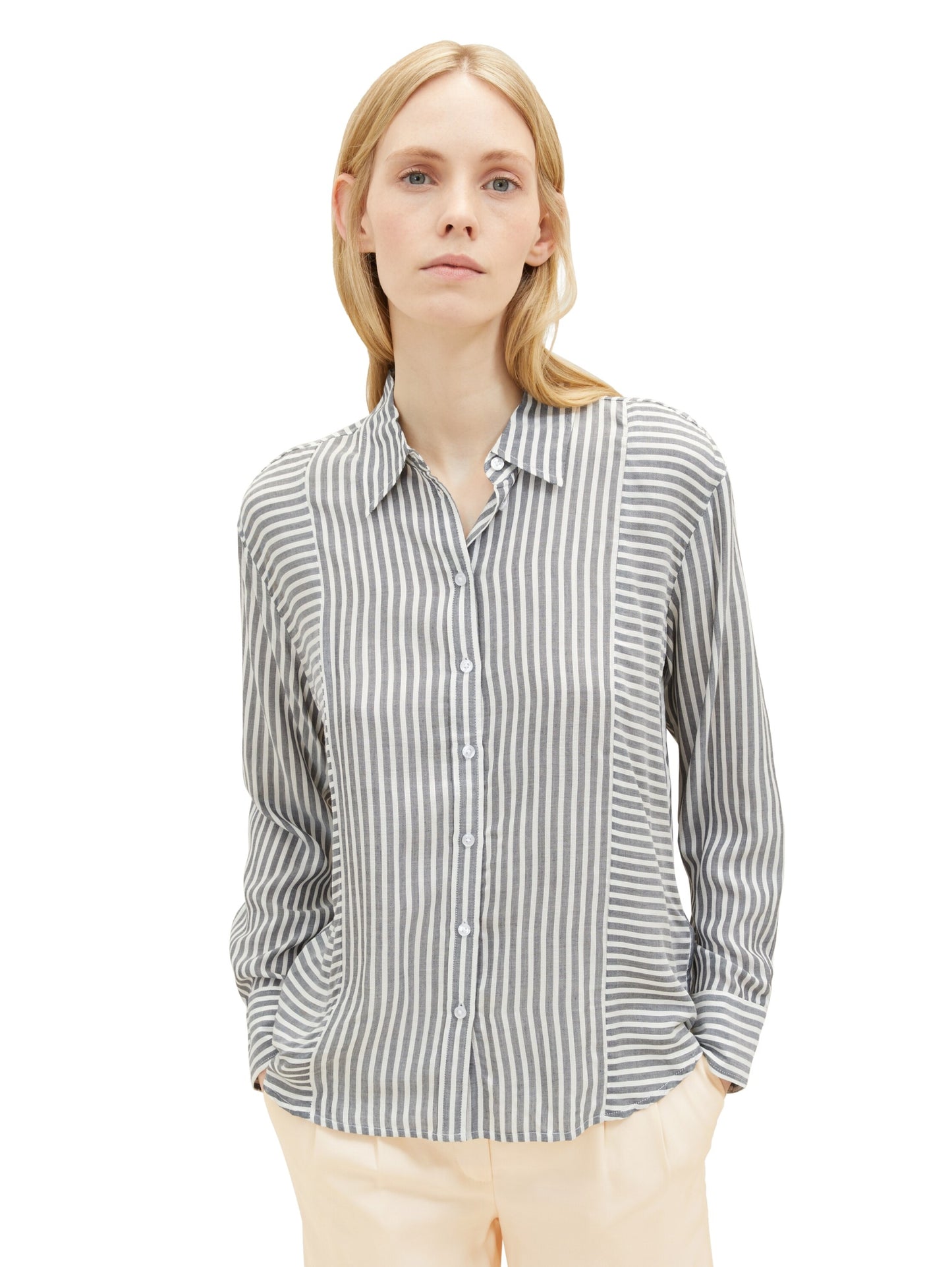 stripe mix blouse navy white dob Bild 3