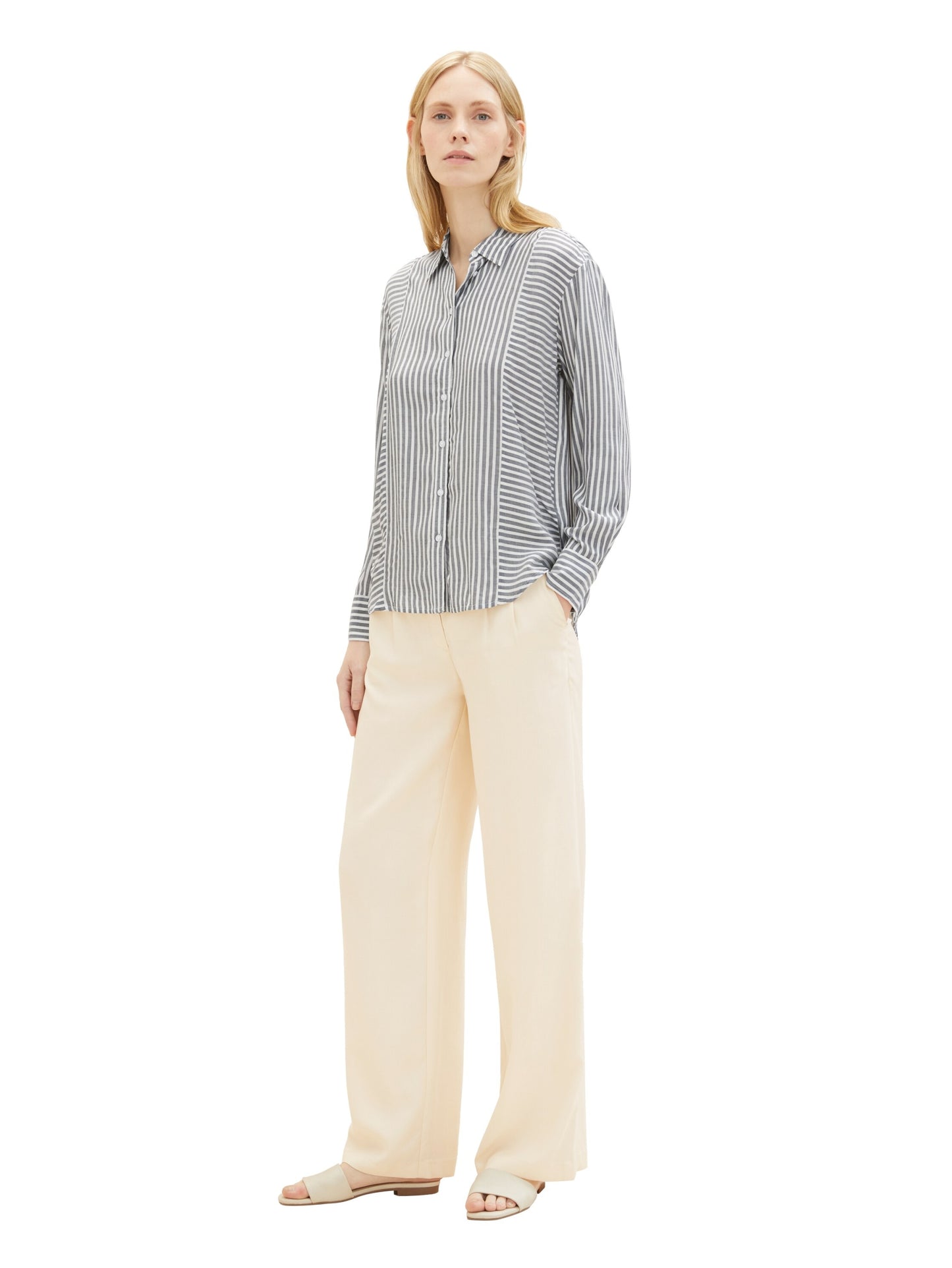 stripe mix blouse navy white dob Bild 4