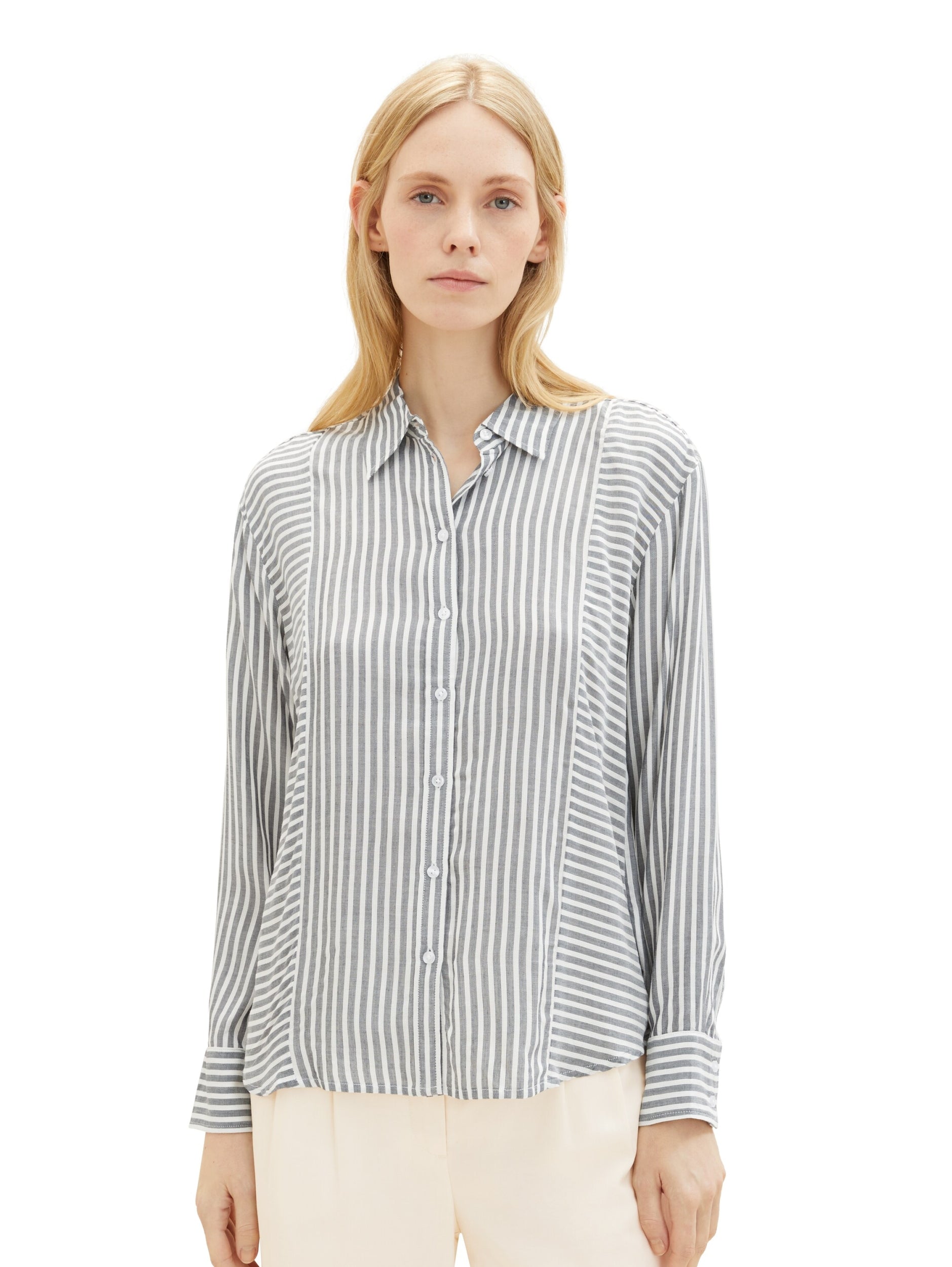 stripe mix blouse navy white dob Bild 6