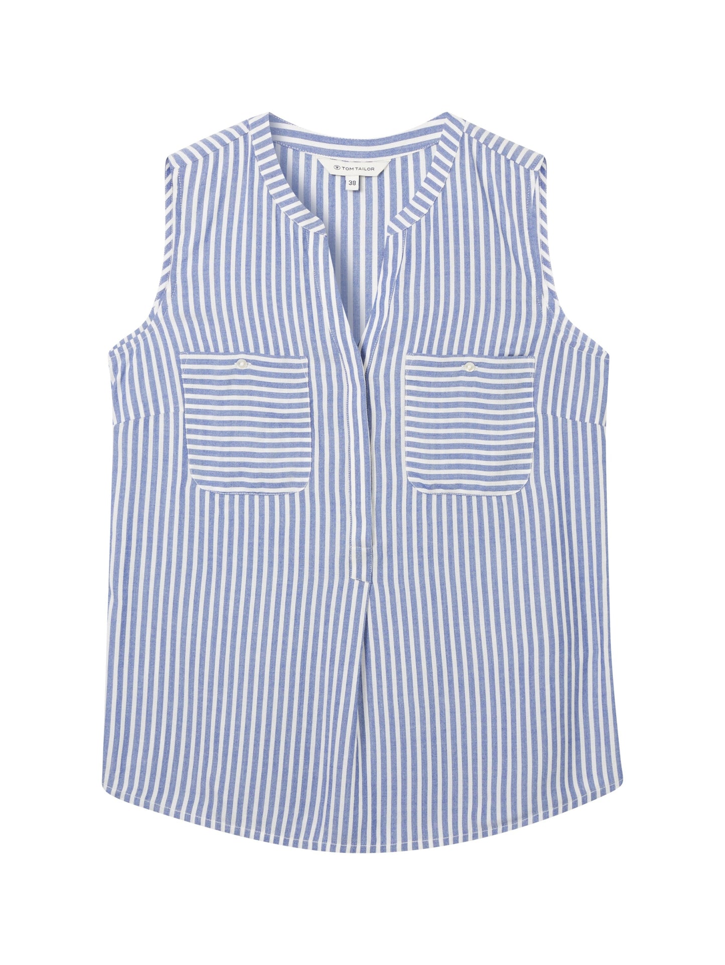 striped blouse top royal blue whi Bild 1