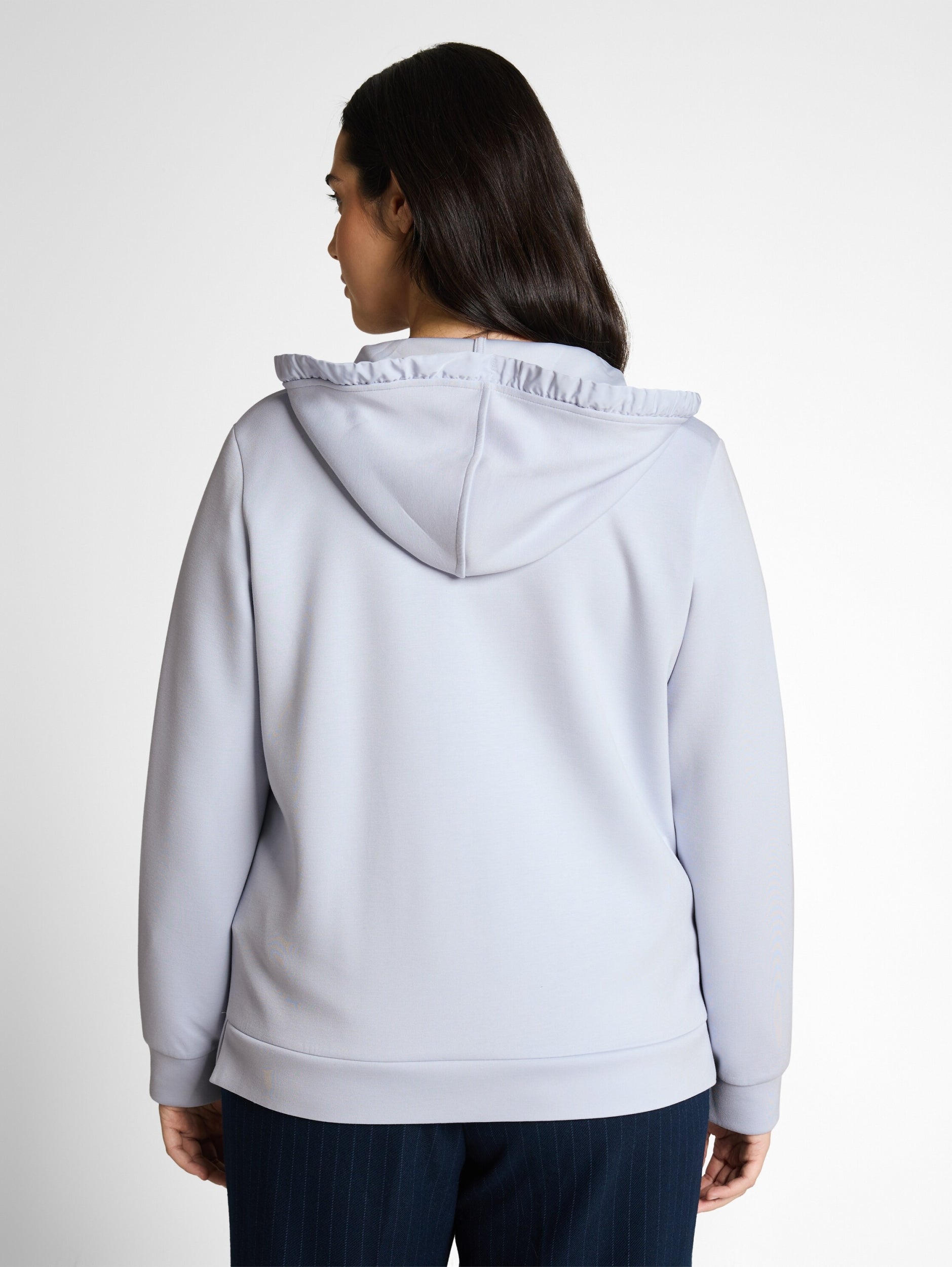 Sweatjacket with hood soft dusty blu Bild 4