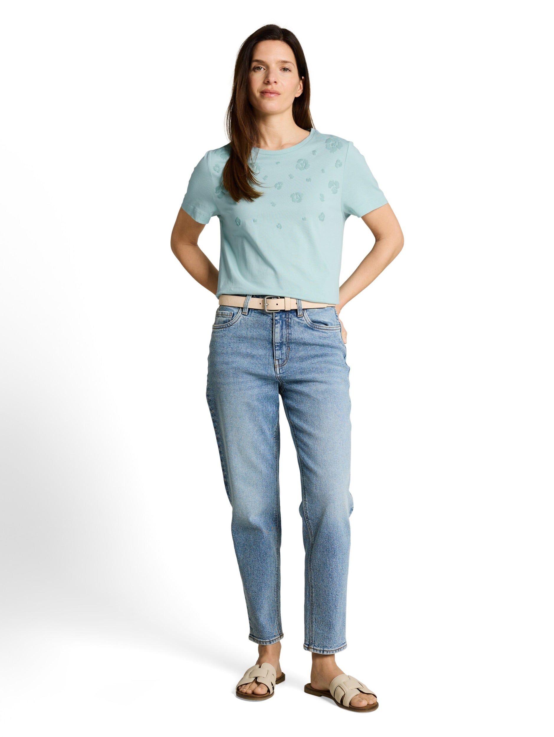 T-shirt basic crew neck print blue haze Bild 3