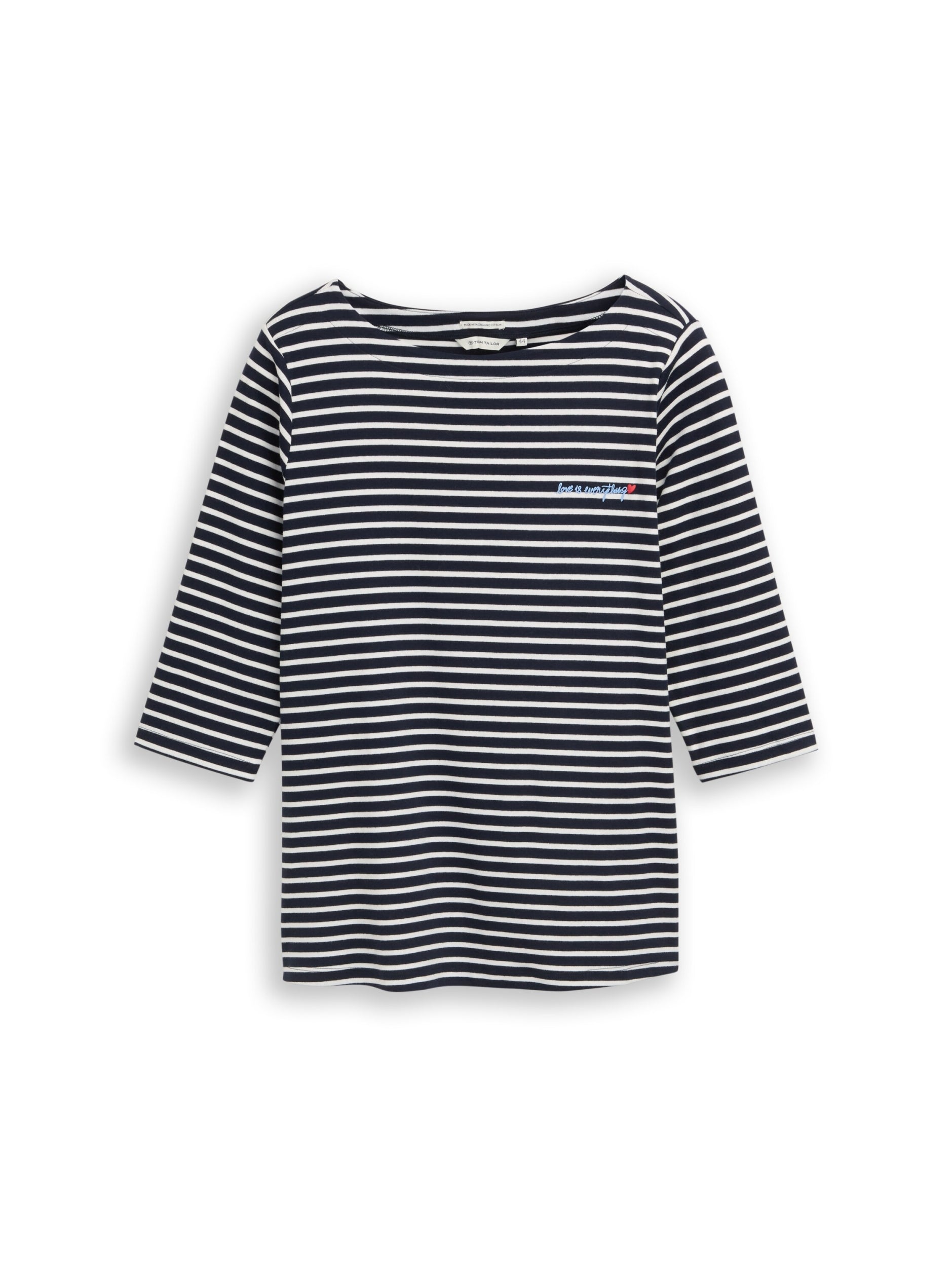T-Shirt boatneck stripe navy blue offw Bild 1