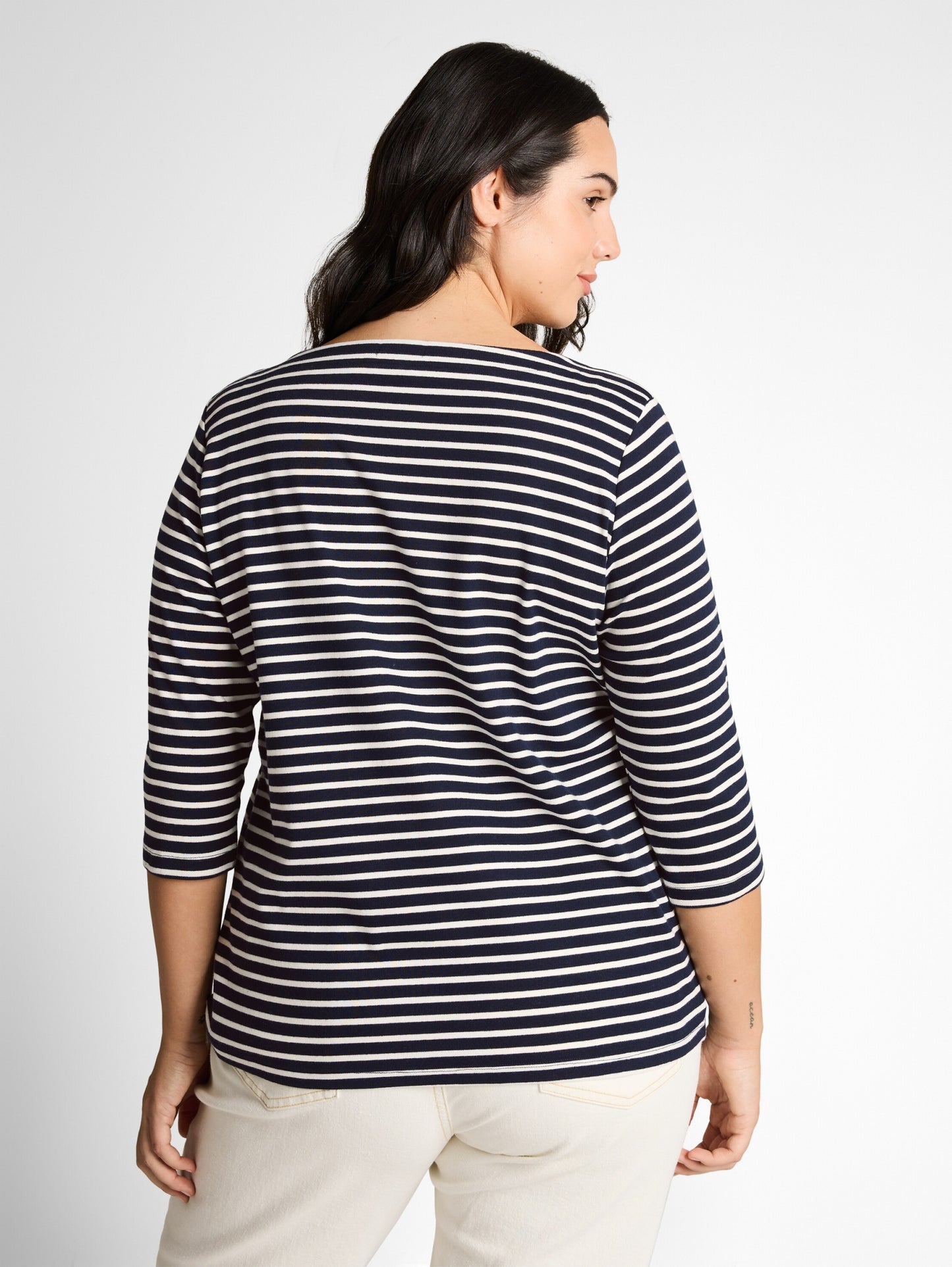T-Shirt boatneck stripe navy blue offw Bild 4