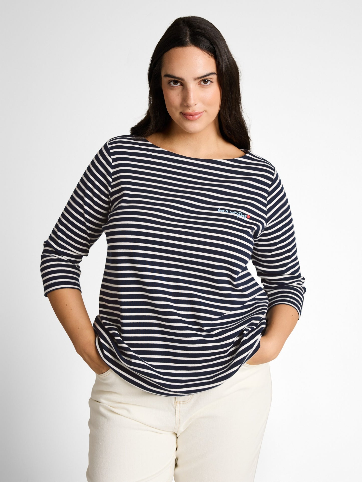 T-Shirt boatneck stripe navy blue offw Bild 6