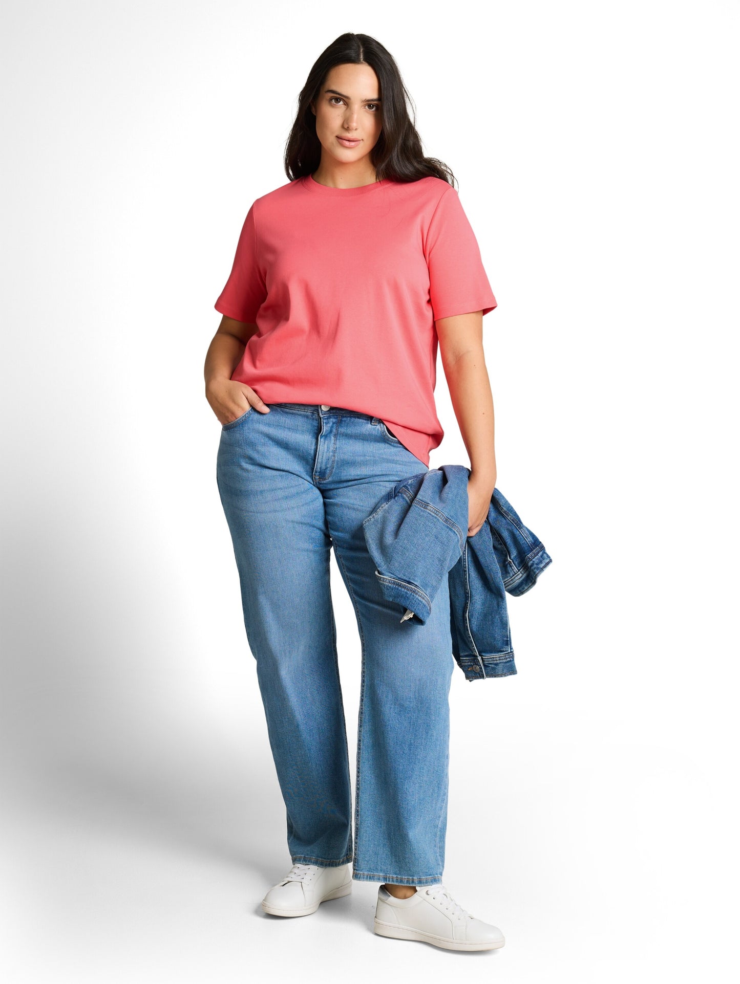 T-shirt  crew neck basic inter soft coral pin Bild 3