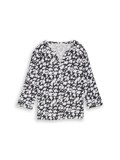 T-shirt henley alloverprint blue ginkgo mi Bild 1