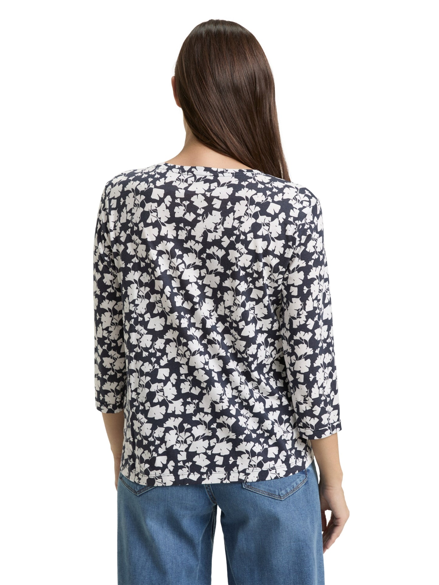 T-shirt henley alloverprint blue ginkgo mi Bild 4