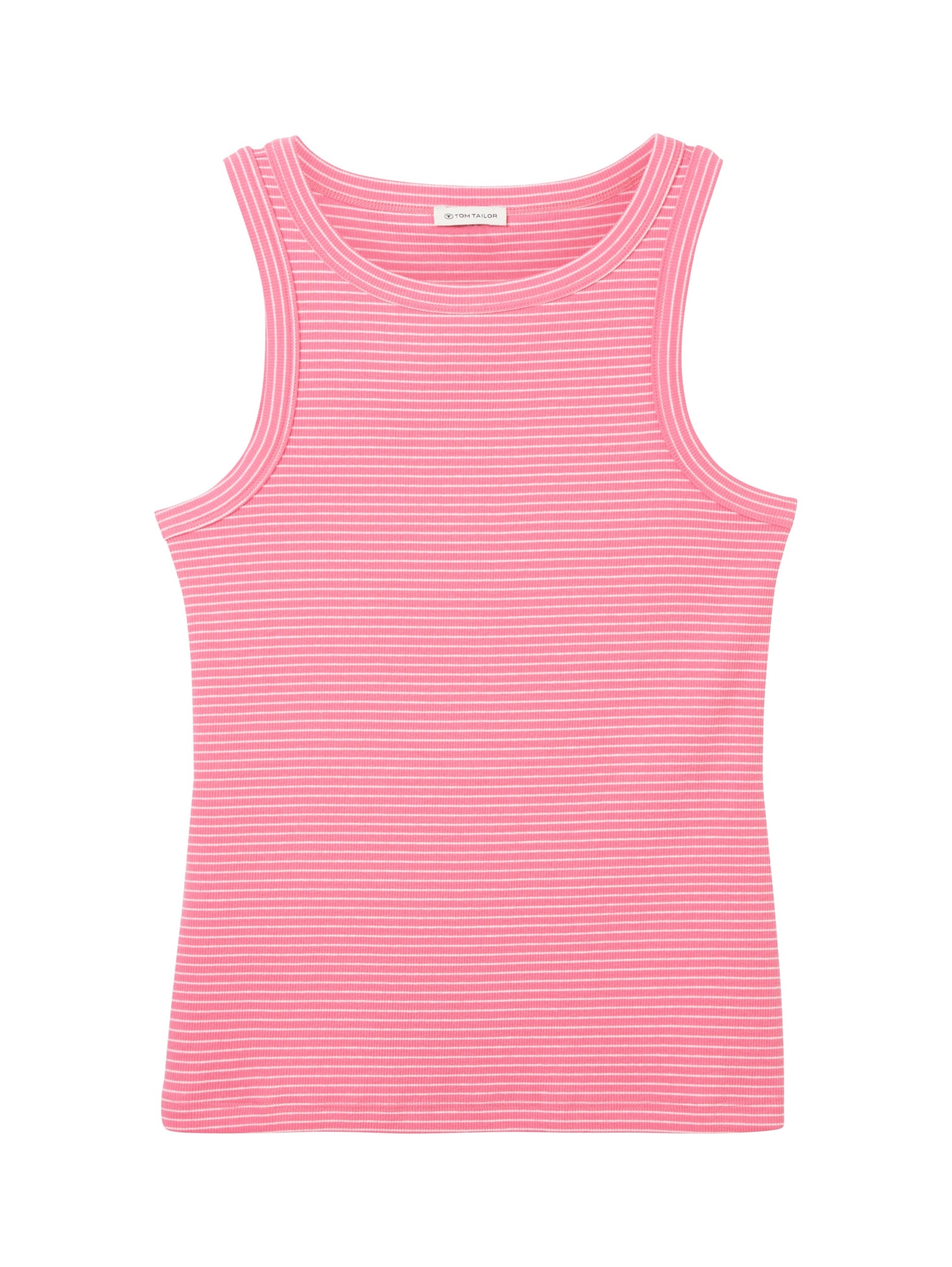 T-shirt rib stripe top pink offwhite Bild 1
