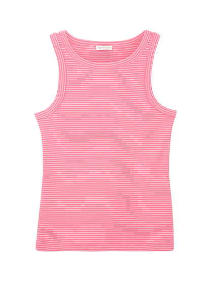 T-shirt rib stripe top pink offwhite Bild 1