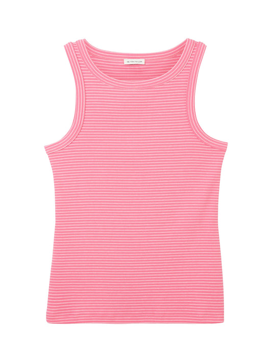 T-shirt rib stripe top pink offwhite Bild 1