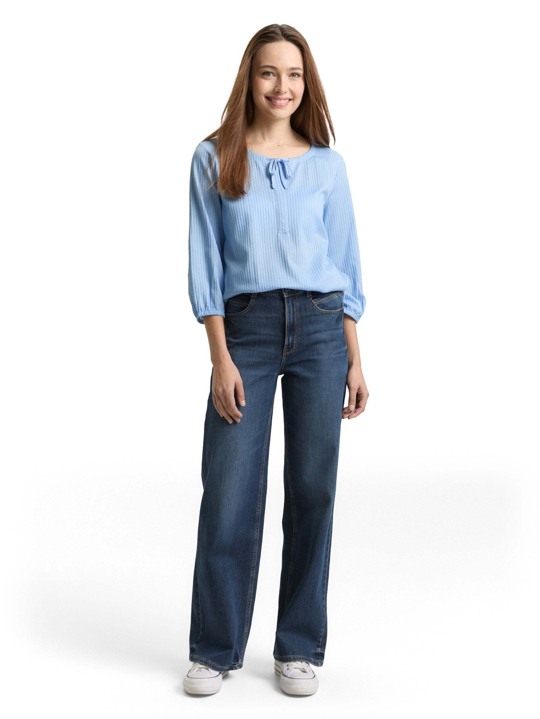 T-shirt striped blouse with st blue white thi Bild 3