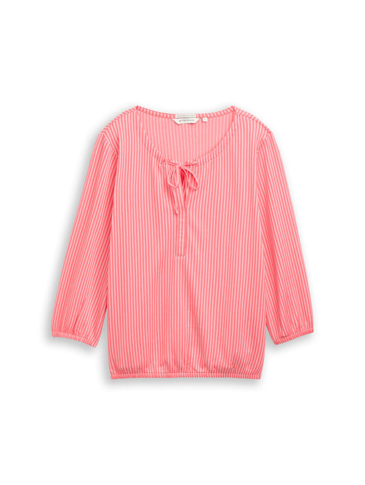 T-shirt striped blouse with st soft coral pin Bild 1