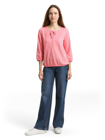 T-shirt striped blouse with st soft coral pin Bild 3
