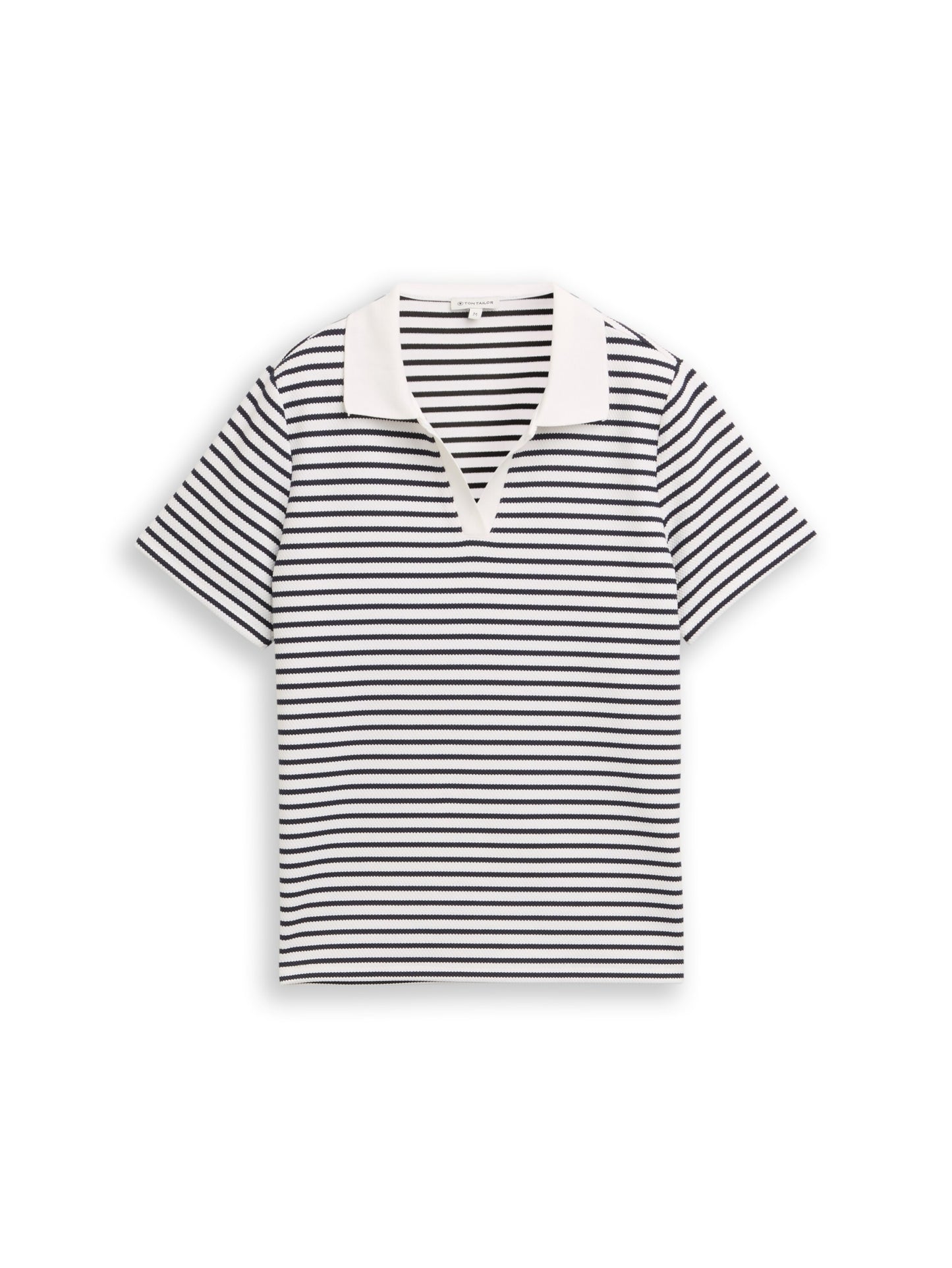 T-shirt structure stripe polo blue offwhite Bild 1