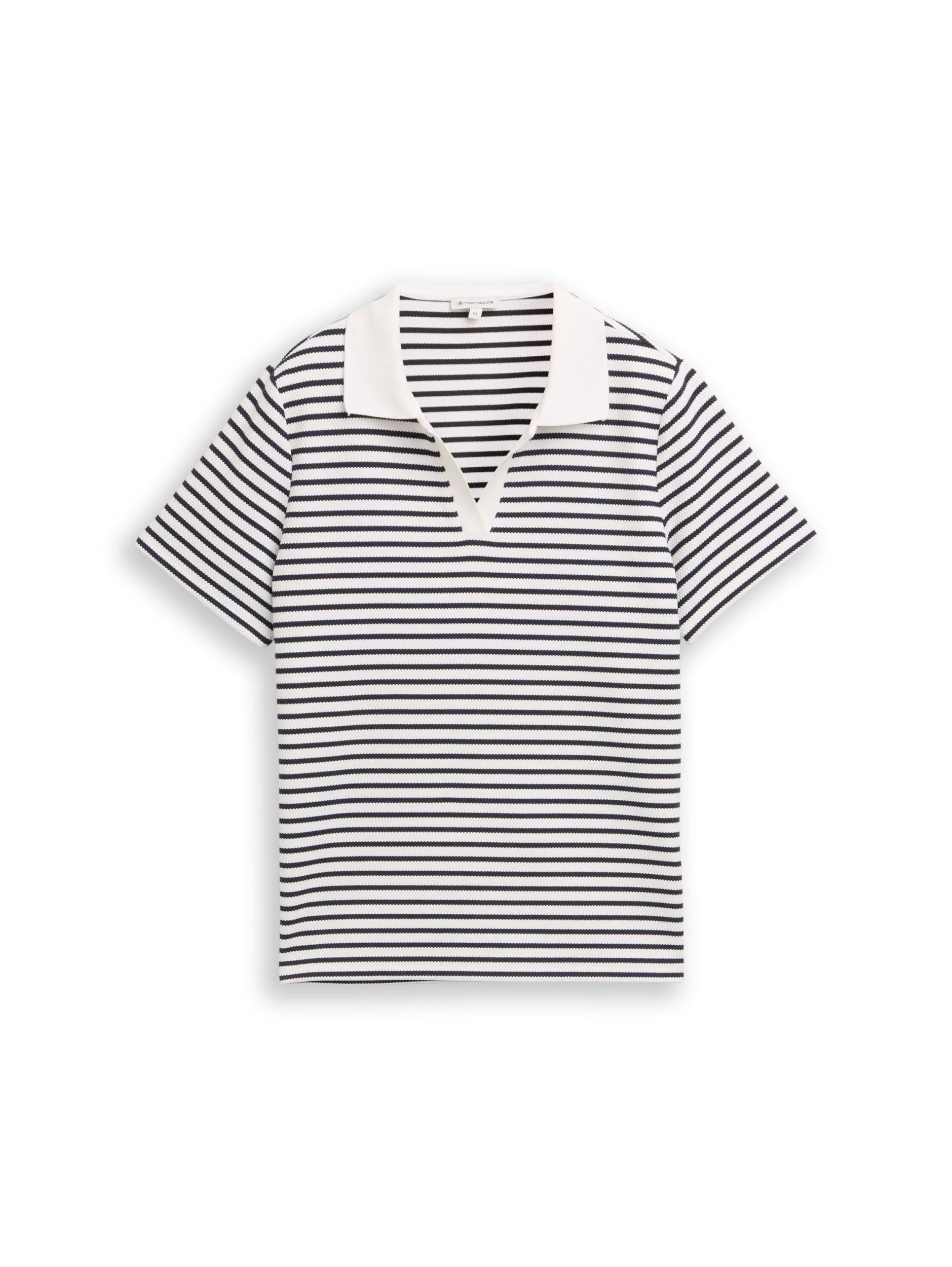 T-shirt structure stripe polo blue offwhite Bild 1