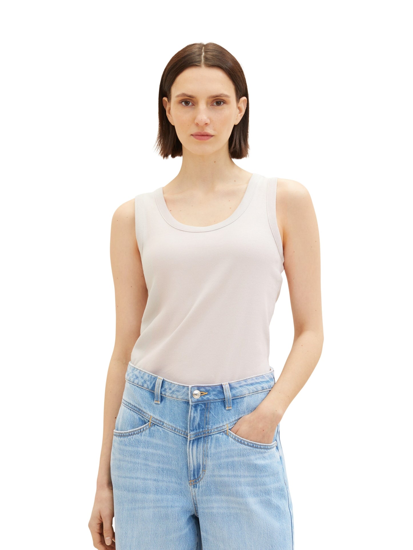 T-shirt top ribbed clouds grey Bild 2