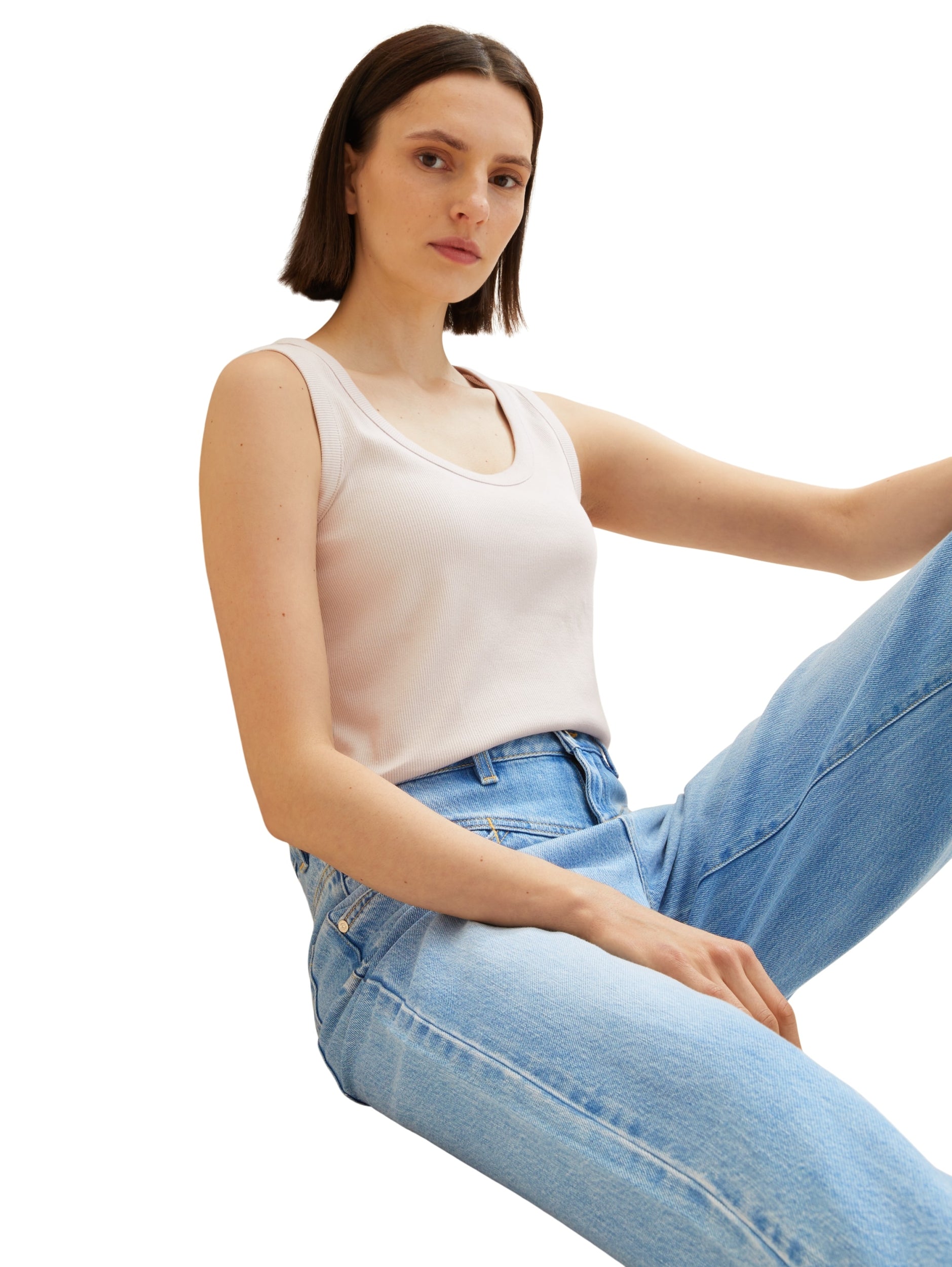 T-shirt top ribbed clouds grey Bild 4