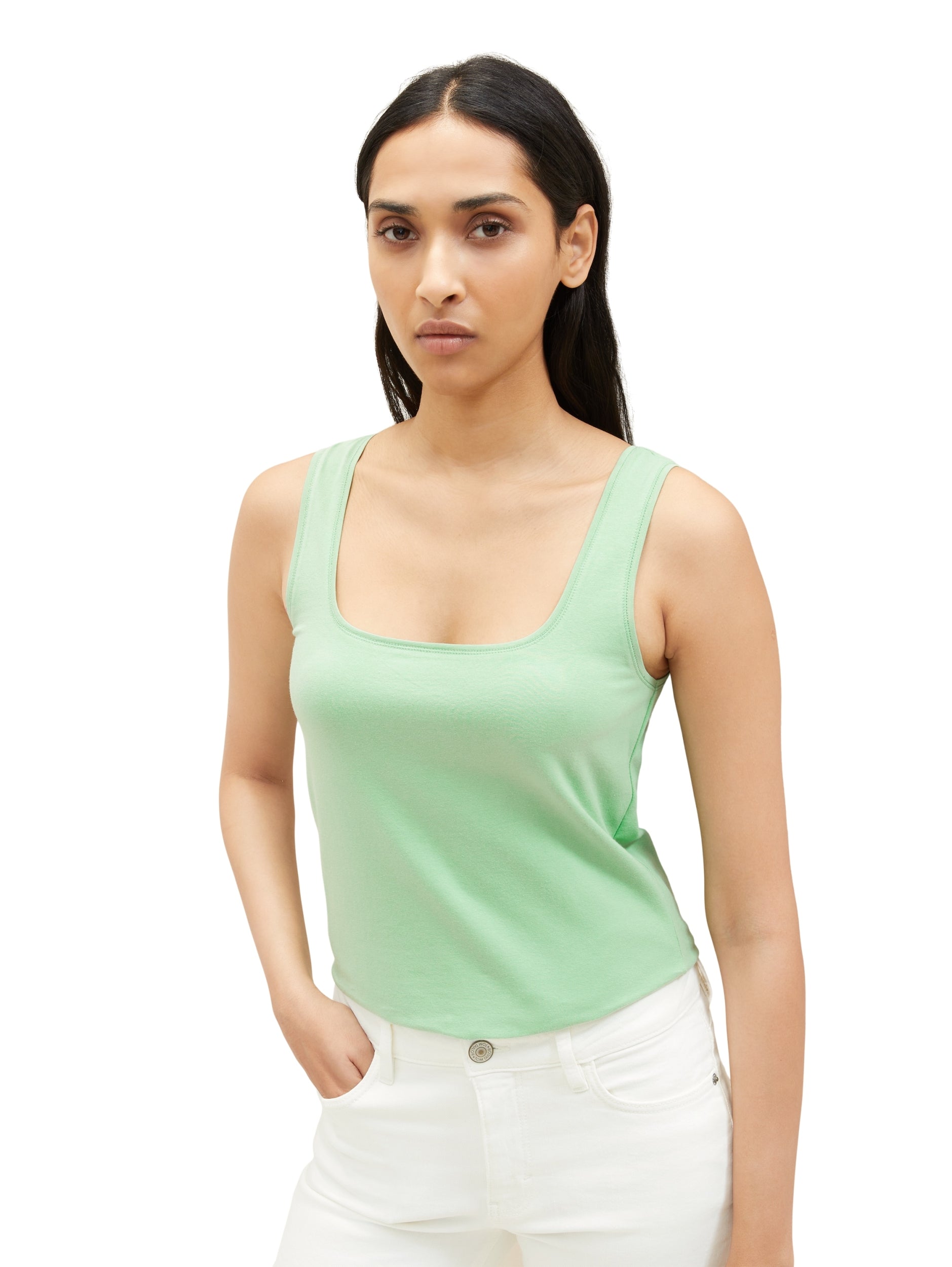 Top carré neck okra green Bild 3